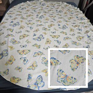 White Oval Tablecloth Butterfly 80 x 34 Cotton Spring Cloth Cover Dining Kitchen